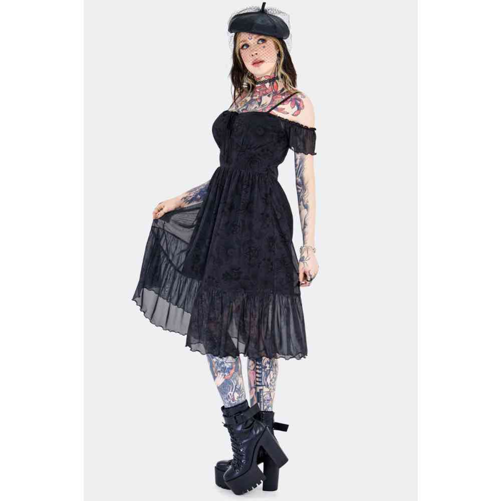 Jawbreaker - Tarot Deck Off Shoulder Langes Kleid - Schwarz